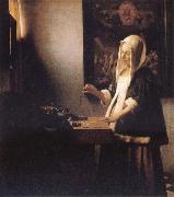Jan Vermeer Woman Holding a Balance painting